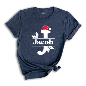 Christmas Custom Name Initial Shirt, Xmas Matching Pajama Shirt, Family Christmas Shirt, Personalized Christmas Couple Shirt, Christmas Tee