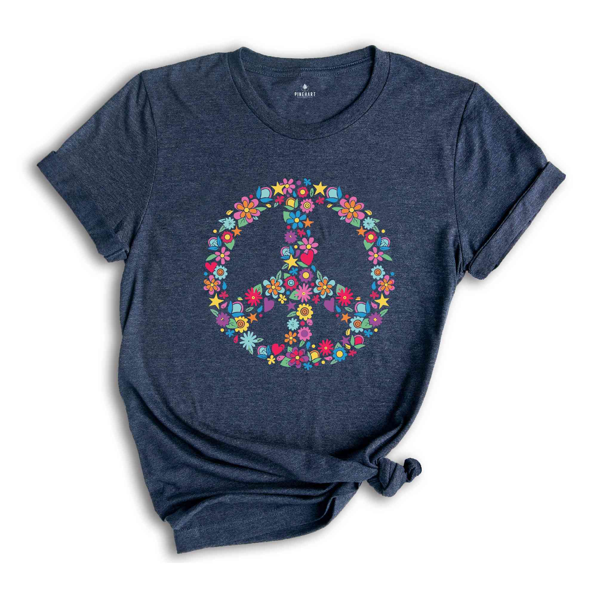 Floral Peace Sign Shirt, Peace Sign Shirt, Holiday Shirt, Peace Shirt, Peace and Love, Cute Floral Shirt