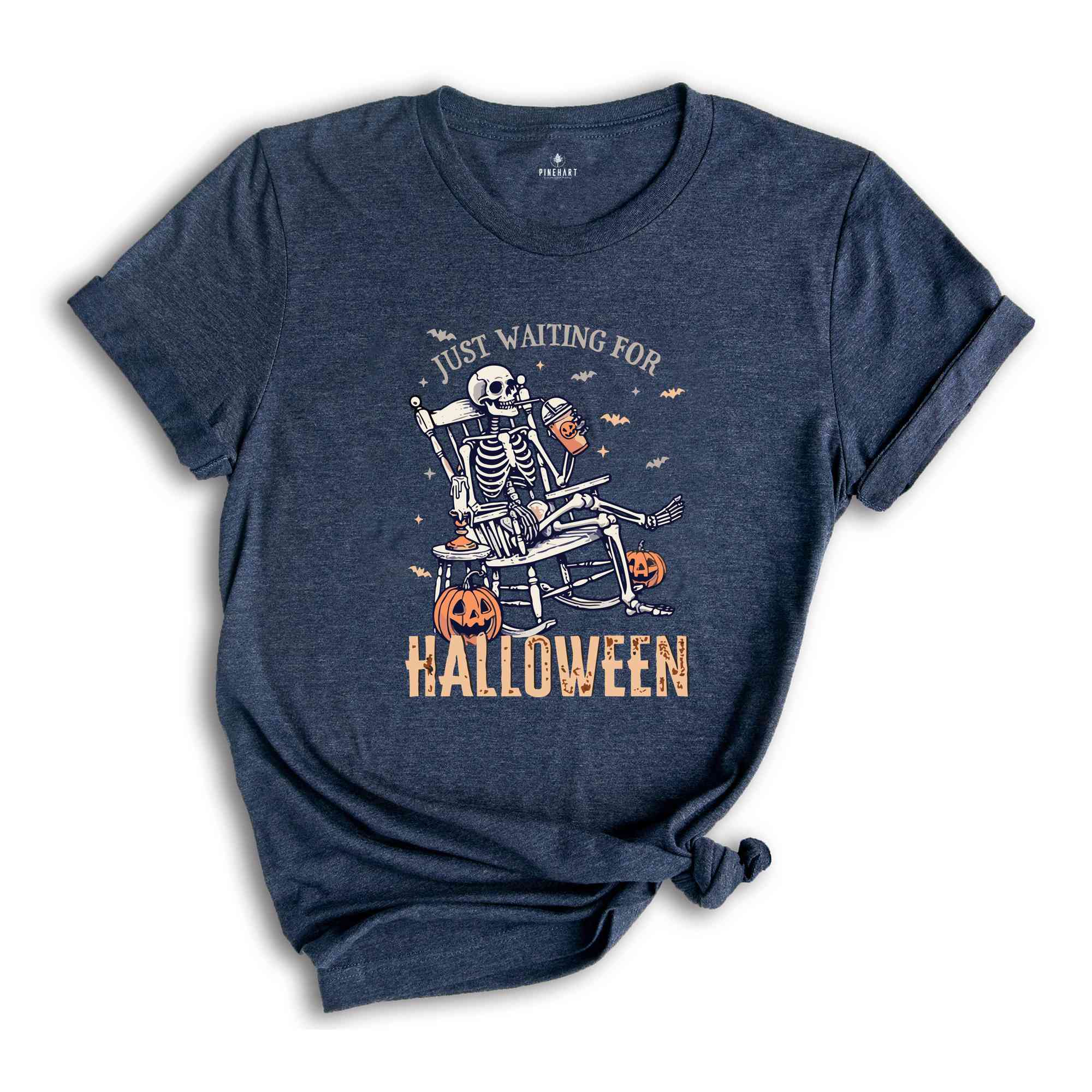 Just Waiting For Halloween Shirt, Funny Halloween Shirt, Spooky Summer Halloween Shirt, Skeleton Shirt, Pumpkins Shirt, Spooky Vibes Shirt