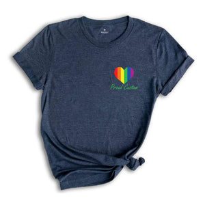 Custom Pride Flag Heart Shirt, Personalized Proud Shirt, LGBTQ Pride Shirt, Pide Month Shirt, Rainbow Flag Tee