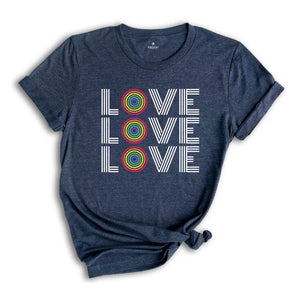 Pride Love Shirt, Retro Gay Pride Shirt, Love Is Love Shirt, LGBTQ Pride Shirt, Lesbian Shirt, Bi Pride Shirt, Gay Ally Shirt, Rainbow Shirt