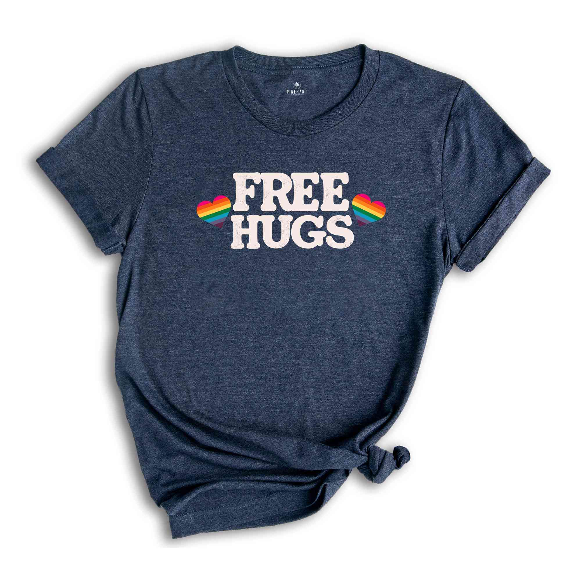 Free Hugs Rainbow Heart Shirt, Pride Month Shirt, Rainbow Heart Shirt, Hug T-shirt, LGBT Hug Tshirt, Rainbow Flag Heart Tee