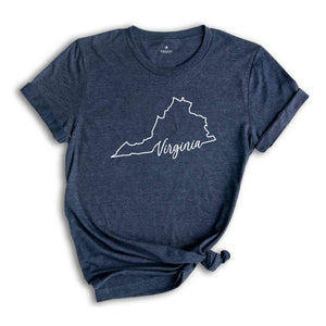 Virginia State Shirt, The USA State Shirt, Virginia USA Shirt, Virginia Map Outline Shirt, US Outline Shirt, United States Shirt