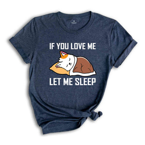 If You Love Me Let Me Sleep Lazy Cat T-Shirt, Sleeping Cat Shirt, Funny Cat Owner T-Shirt, White Cat Sleeping