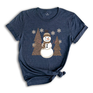 Leopard Christmas Snowman Shirt, Winter Cozy Shirt, Leopard Snowman Shirt, Christmas Shirt, Holiday Shirt, Christmas Mom Shirt