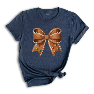 Christmas Gingerbread Shirt, Christmas Bow Shirt, Coquette Christmas Tee, Christmas Gift, Holiday Christmas Shirt