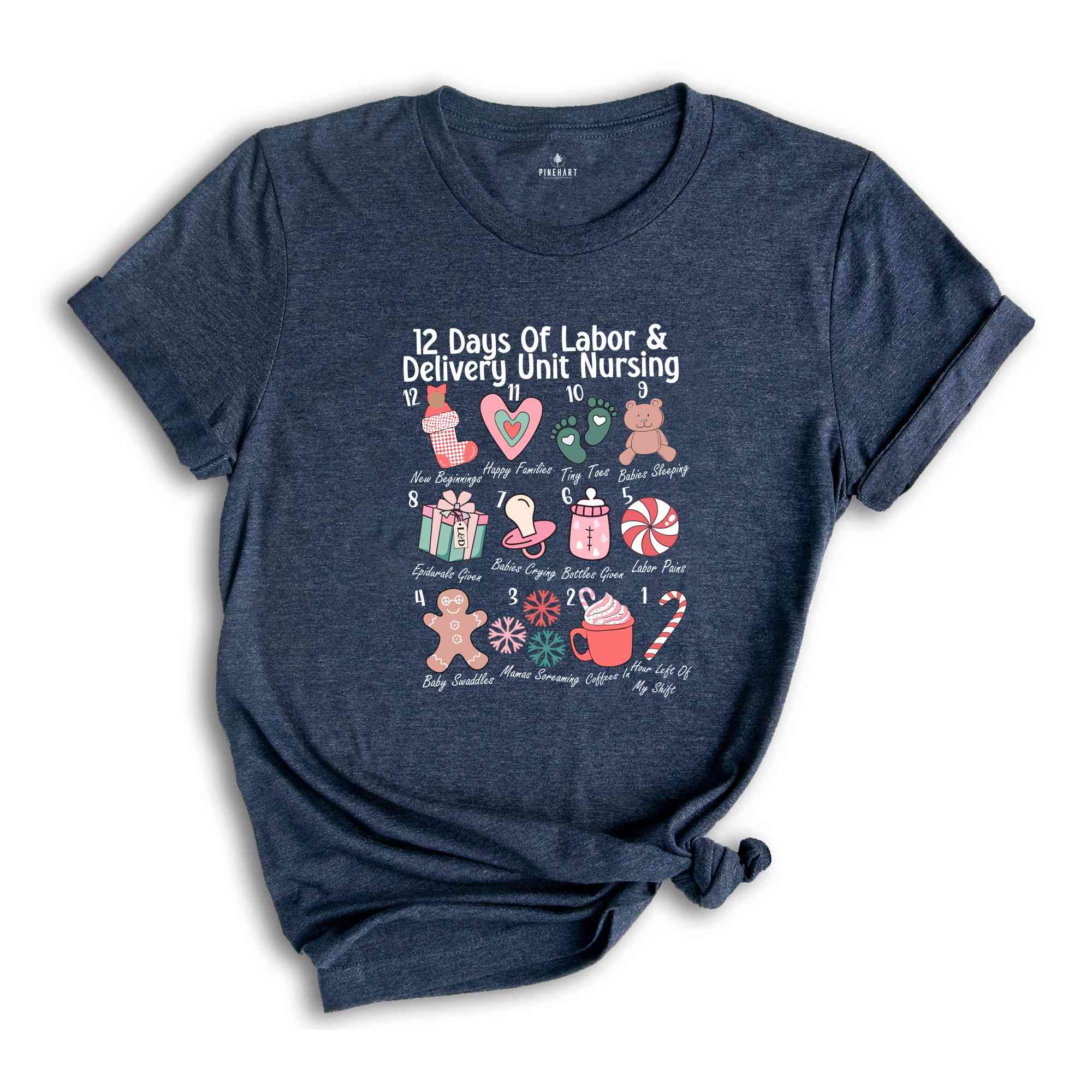 12 Days Of Labor and Delivery Nurse Christmas Shirt, Funny Nurse Shirt, Nurse Holiday Party, Xmas Nurse Shirt