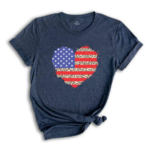 American Flag Leopard Shirt, American Flag Heart Shirt, Patriotic Shirt, USA Shirt, 4th Of July Shirt, July 4th Shirt, The US Flag Shirt