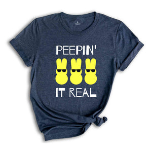 Peepin' It Real T-Shirt, Cartoon Bunny Shirt, Springtime Celebration Shirt, Cool Peeps T-Shirt for Easter, Sunglasses Bunny Easter Shirt