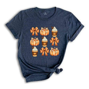 Retro Fall Pumpkin Bow Shirt, Fall Coquette Bow, Autumn Pumpkin Tee, Fall T-Shirt, Autumn Lover Shirt, Autumn Bow Shirt