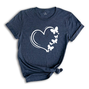 Heart Butterflies Shirt, Heart Shirt, Butterfly Shirt, Summer Valentine's Day Shirt, Valentine's Day Shirt, Valentine Shirt, Love Shirt