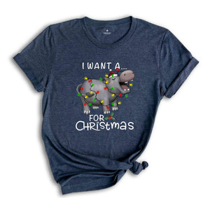 I Want a Hippo for Christmas Shirt, Funny Christmas Shirt, Cute Hippo Shirt, Hippopotamus Shirt, Christmas Party Tee, Christmas Gift