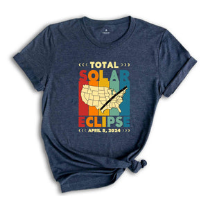 Total Solar Eclipse Shirt, April 8 2024, USA Map, Path of Totality Tee, Eclipse Event 2024 Shirt, Celestial Shirt, Gift for Eclipse Lover