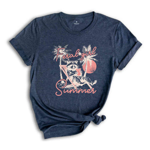 Feral Girl Summer T-Shirt, Funny Raccoon Shirt, Sarcastic Shirt, Funny Vintage Shirt, Girls Trip Gifts, Summer Tee