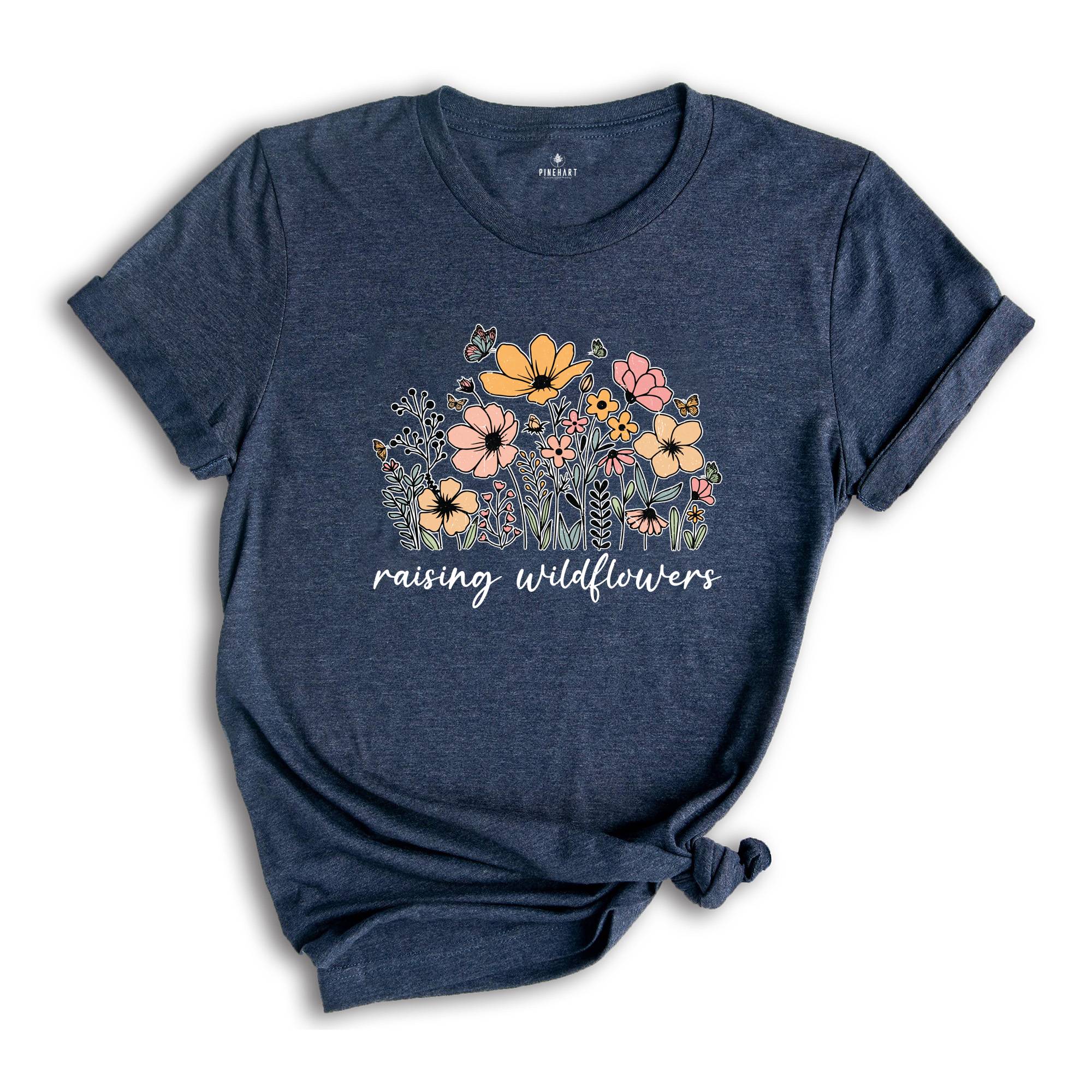 Raising Wildflowers Shirts, Raising Wildflowers Tee, Wildflower T-Shirt, Mom Shirt, Vintage Style Wildflowers Graphic Tee, Botanical Shirt