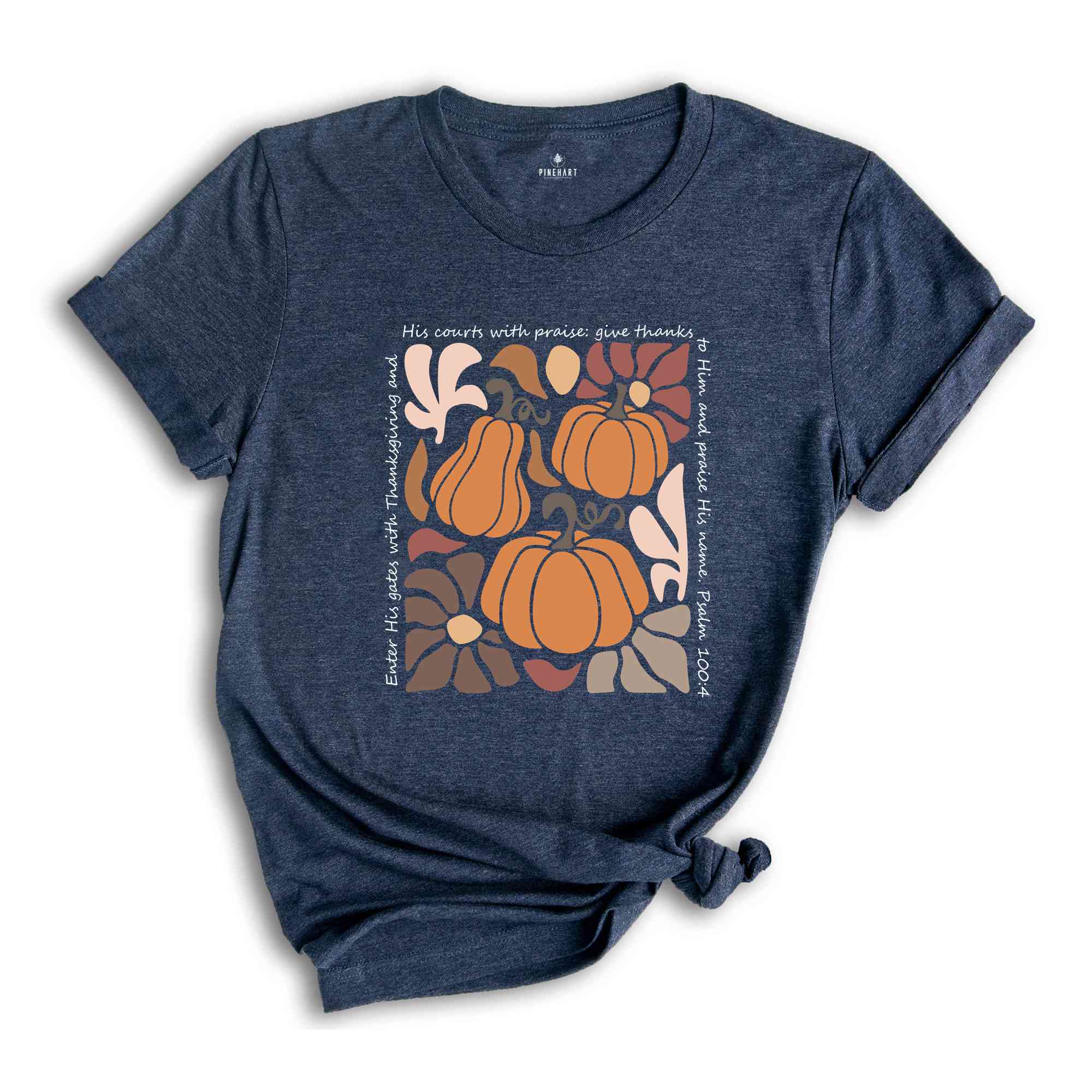 Floral Pumpkin Thanksgiving Shirt, Gift For Christians, Bible Verse Thanksgiving Shirt, Boho Christian Shirt, Autumn Season Tee