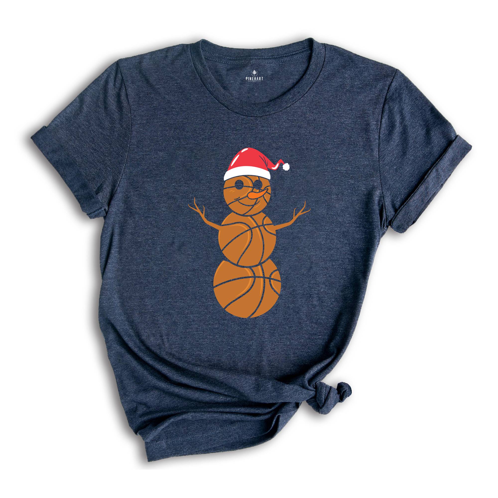 Christmas Basketball Snowman Shirt, Basketball Lover Christmas, Santa Claus Shirt, Snowman Shirt, Cute Christmas Gift, Sports Mom Shirt