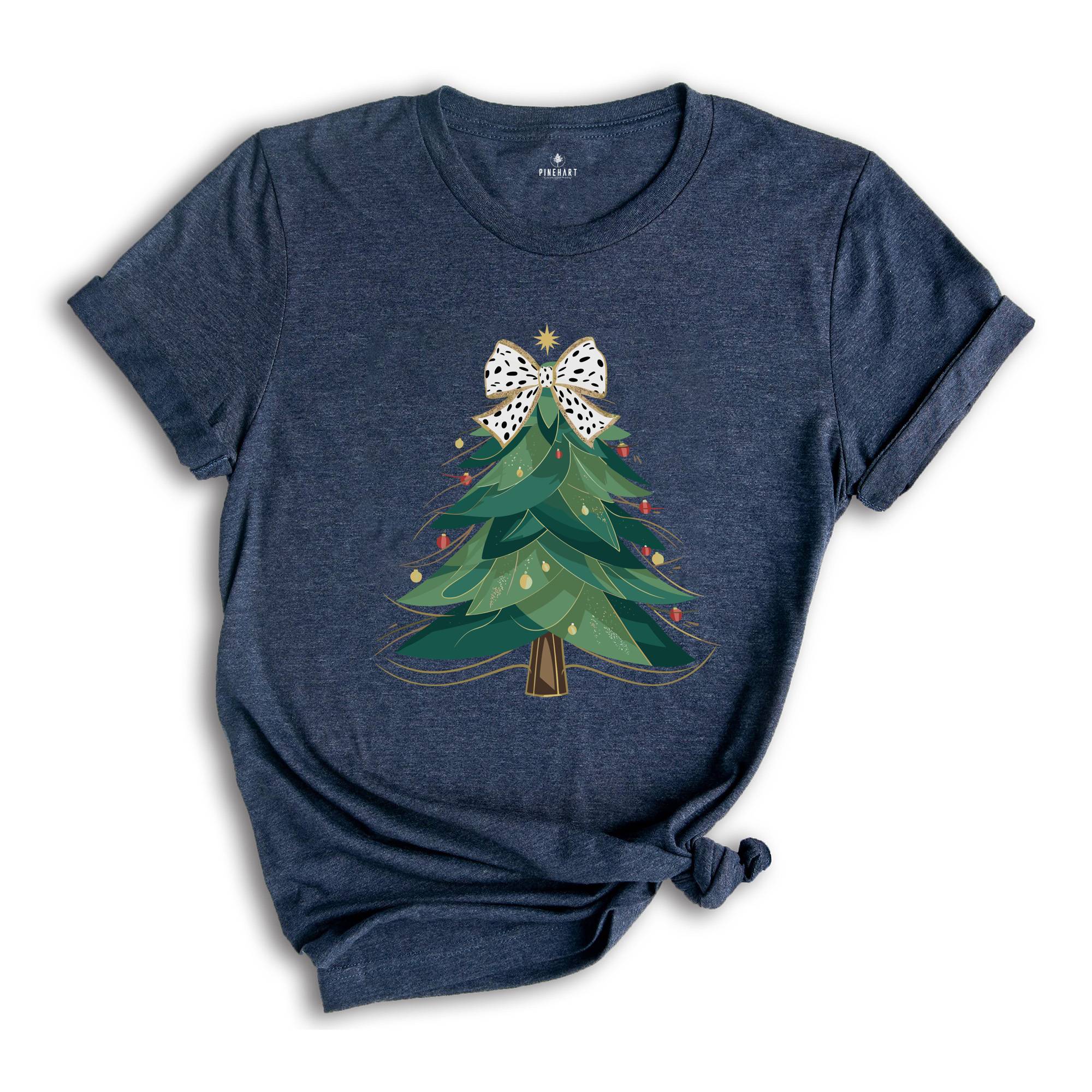 Coquette Christmas Tree, Girly Christmas Tree T-shirt, Christmas Coquette Bow Shirt, Merry Christmas T-shirts