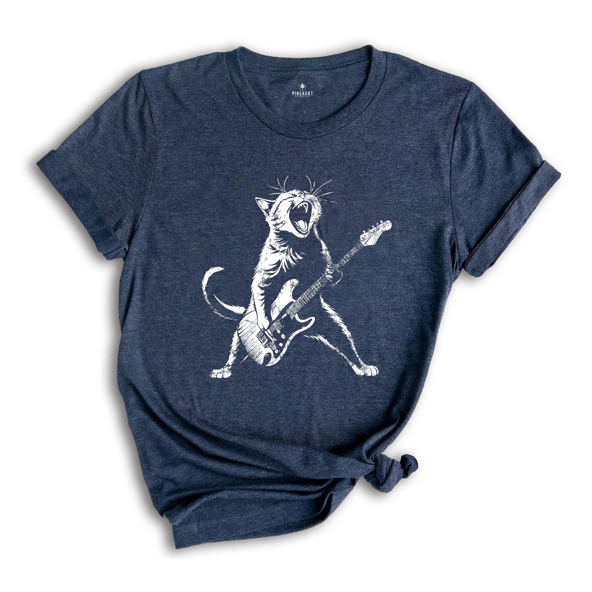 Cat Guitar Shirt, Music Shirt, Guitar Shirt, Cat Shirt, Cat Lover Shirt, Guitar Lover Shirt, Funny Cat Shirt, Cat Music Shirt, Cool Cat Tee