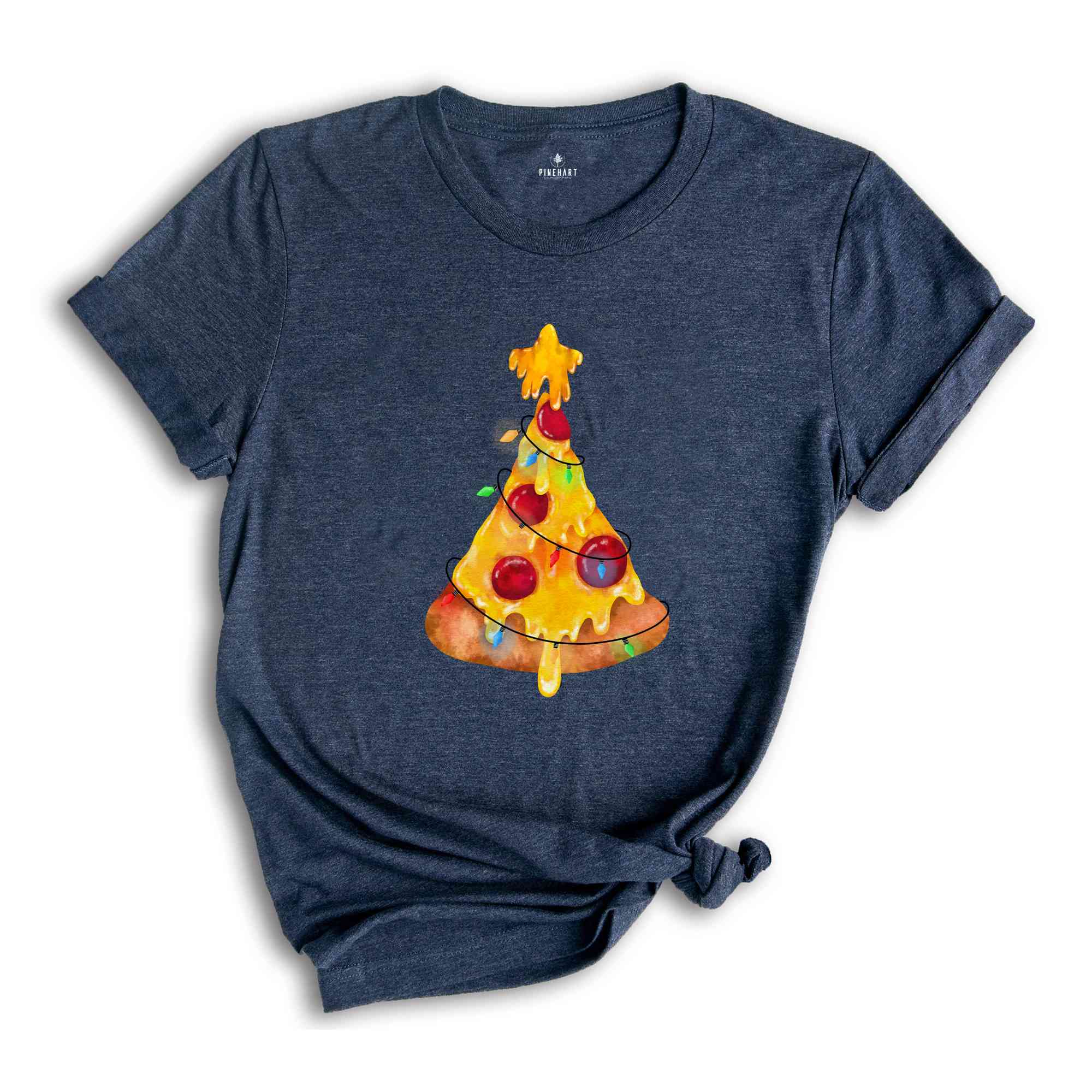 Cheesy Pizza Christmas Tree T-Shirt, Holiday Pizza Tree Shirt, Christmas Vibes Tee, Holiday Pizza Slice Shirt, Pizza Lover Gift