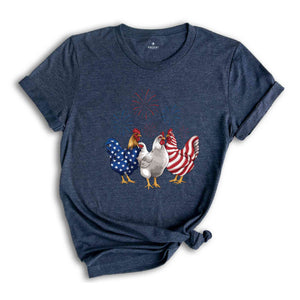 Fourth of July Americana Rooster Shirt, Independence Day Tee, American Pride Shirt, Patriotic Chicken Tee, Americana Rooster Shirt