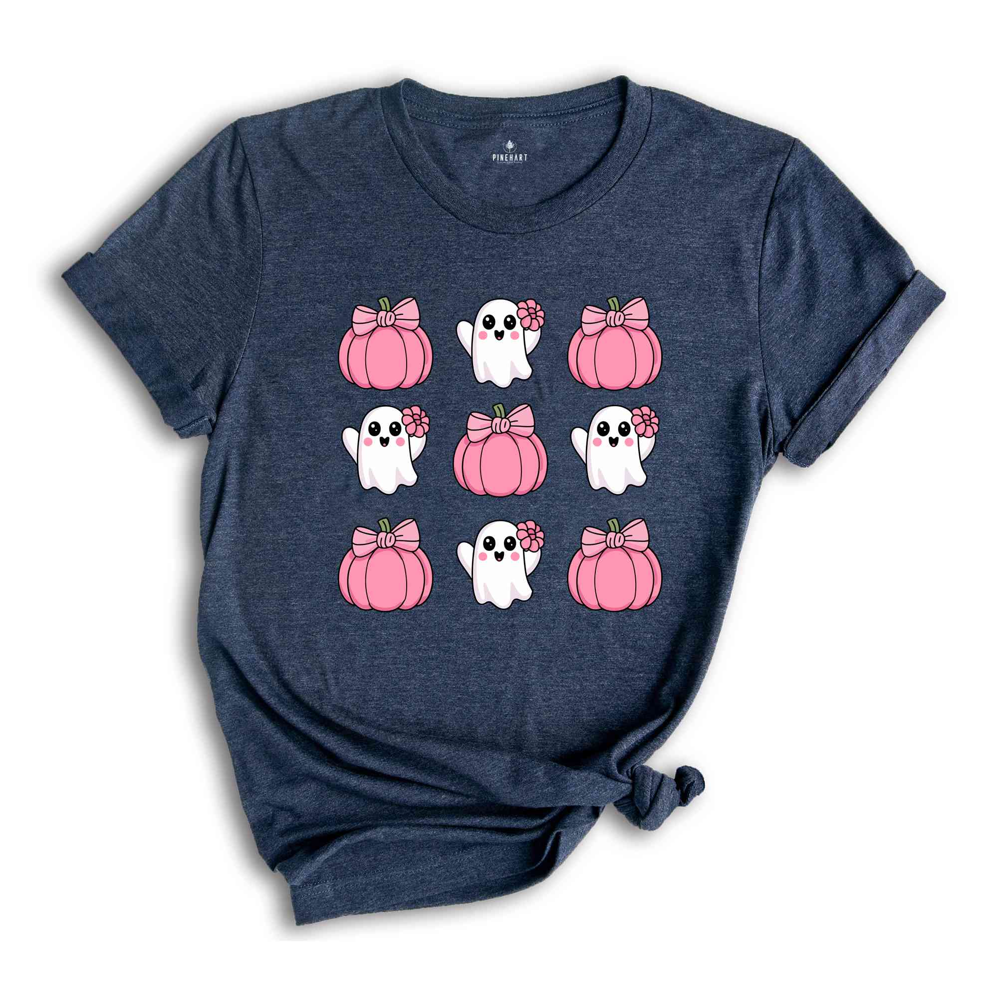 Pink Halloween Ghost Shirt, Cute Halloween Shirt, Halloween Pumpkin Shirt, Pink Pumpkin Shirt, Pumpkin Bow Shirt, Cute Ghost Shirt