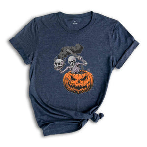 Skeleton Pumpkin Halloween Shirt, Skeleton Skull Smoke Shirt, Ghost Shirt, Spooky Season, Skull Lover Shirt, Halloween Party Shirt