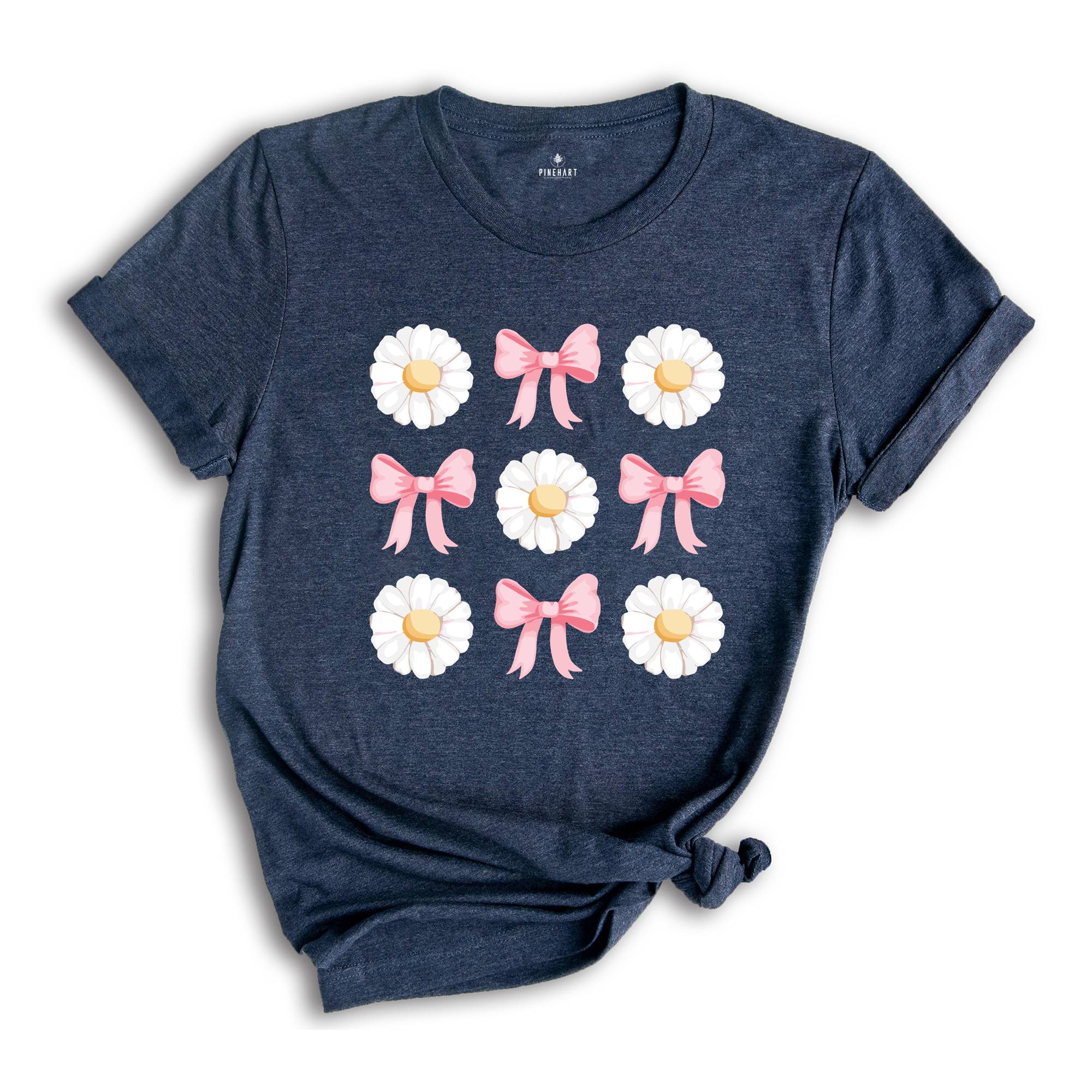 Coquette Daisy Shirt, Coquette Shirt, Bowknot Shirt, Daisies Shirt, Cute Summer Shirt, Daisy Shirt, Flowers Shirt, Bows Shirt, Pink Bow Tee