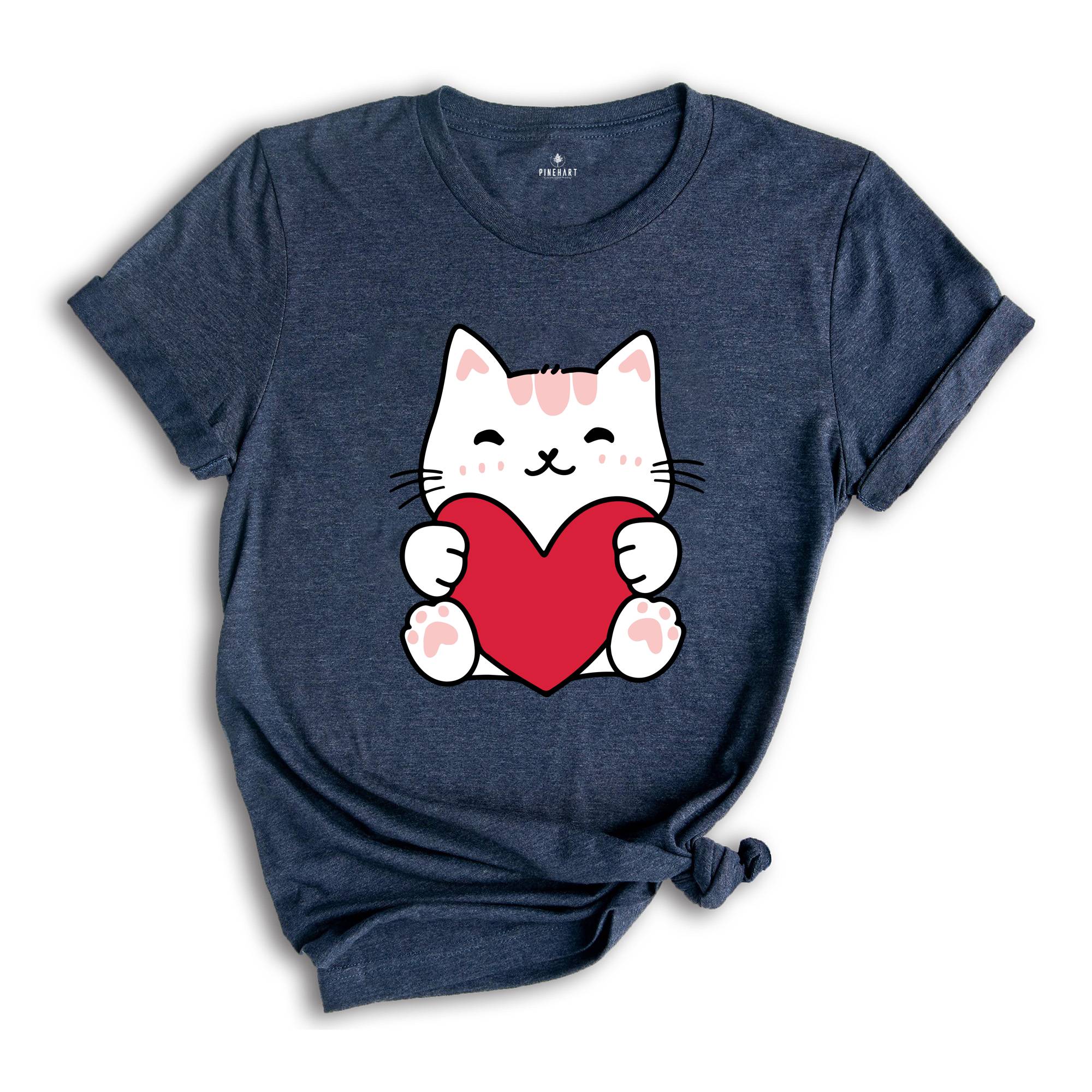 Cat Valentine Day Shirt, Valentines Day Gift, Cat Lover Tee, Cat Mom Tshirt, Valentine Cat Lover Shirt