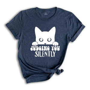 Judging You Silently T-Shirt, Cute Cat Shirt, Cat Peeking T-Shirt, Cat Lovers Shirt, Funny Cat Apparel