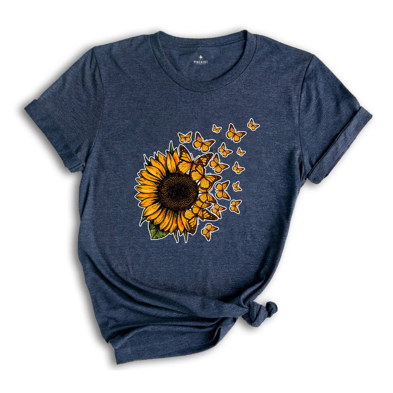 Sunflower Butterfly Shirt, Butterfly Tee, Sunflower Shirt, Floral Shirt, Love Butterfly Shirt, Sunflower Tshirt, Gardener Tee