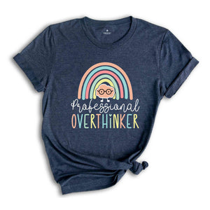 Professional Overthinker Shirt, Mental Health Matters Shirt, Cute Brain With Eyeglasses Shirt, Therapist Shirt