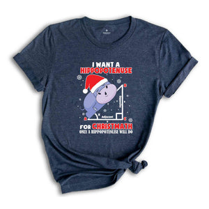 I Want A Hippopotenuse For Christmas T-Shirt, Funny Geometry Tee, Christmas Math Shirt, Christmas Math Teacher Gift