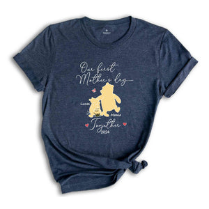 Custom Winnie The Pooh Our First Mother's Day Shirt, Together 2024 Baby Onesie, First Mother's Day T-Shirt