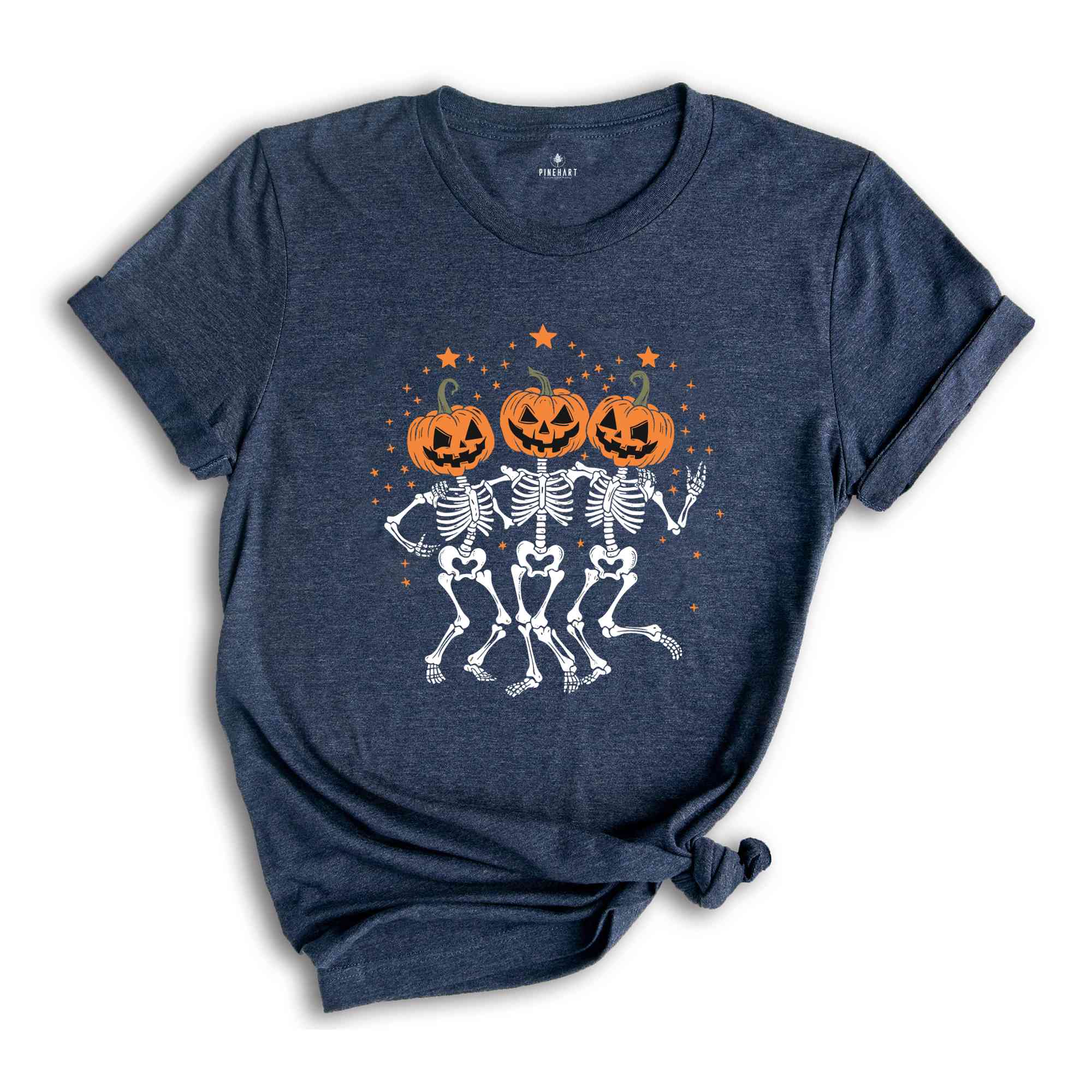 Pumpkin Skeleton Halloween Shirt, Pumpkin Halloween Tee, Halloween Skeleton Tee, Pumpkin Shirt, Spooky Season T-Shirt, Fall Shirt for Women