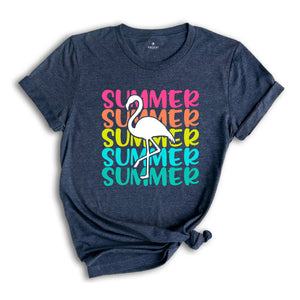 Summer Flamingo Shirt, Summer Vacation T-Shirt, Beach Shirt, Summer Tee, Summer Time Shirt, Tropical Shirt, Travel T-Shirt, Beachy Shirts