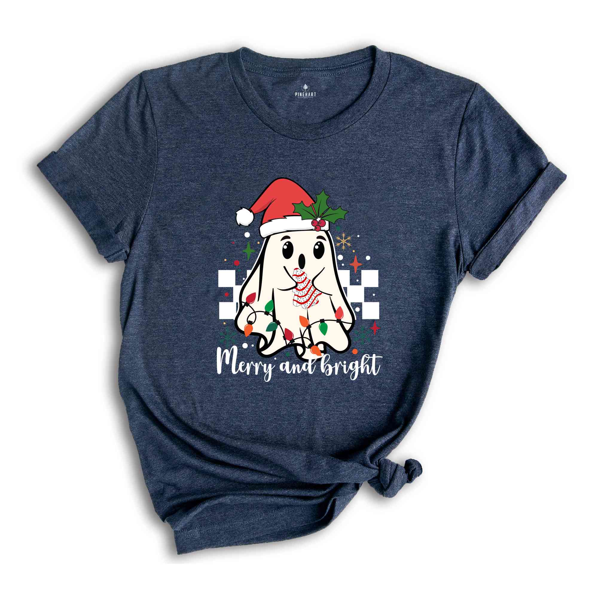 Cute Ghost Merry And Bright Shirt, Christmas Ghost Shirt, Christmas Lights Shirt, Christmas Gift, Boo Ghost Shirt, Happy Christmas Shirt