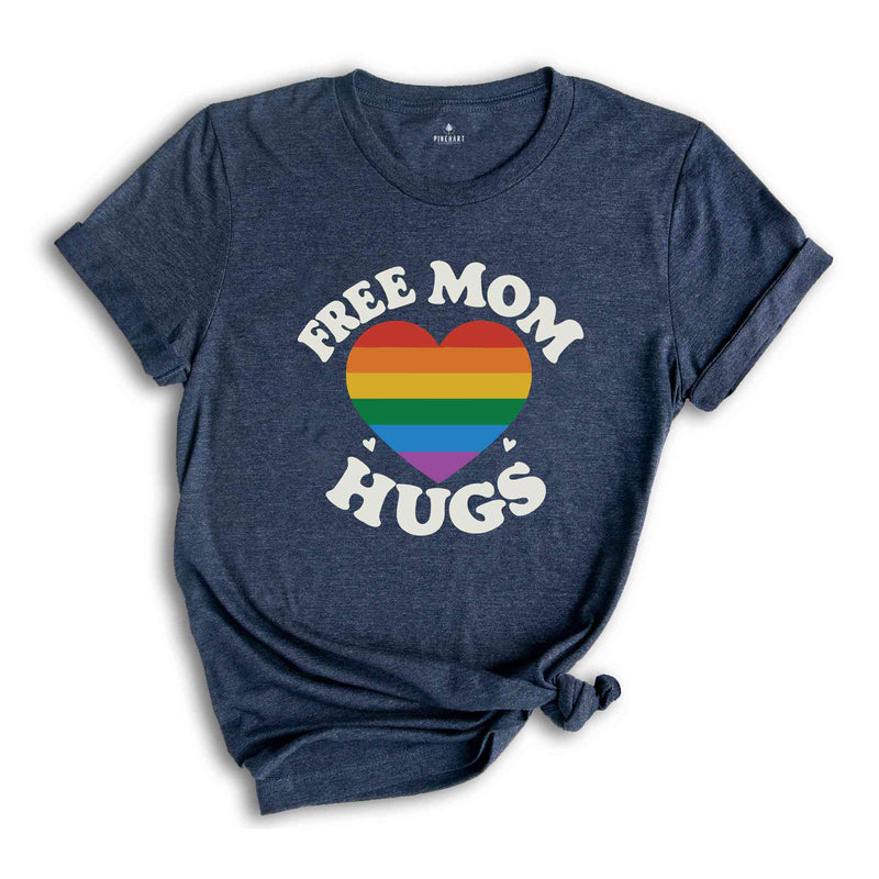 Free Mom Hugs T-Shirt, Proud Mom Apparel, Rainbow Gay Pride T-Shirt, Lgbtq Proud Parent Shirt, Equality Gifts, Rainbow Heart Shirt,Proud Tee