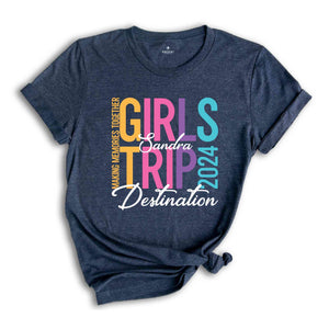 Custom Girls Trip 2024 Shirt, Personalized Girl Vacation Shirt, Weekend Matching Shirts, Beach Shirt, Summer Shirt, Vacay Mode Shirt