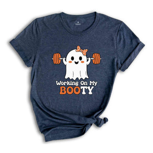 Working On My Booty Shirt, Women Halloween Shirt, Spooky Season Shirt, Cute Halloween Tee, Fitness Shirt, Gym Girl Shirt, Funny Halloween Te