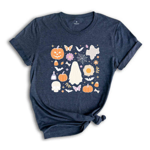 Cute Halloween Theme T-Shirt, Halloween Shirt, Cute Halloween Gifts, Fall Shirt, Spooky Season Tee, Ghost Halloween Shirt