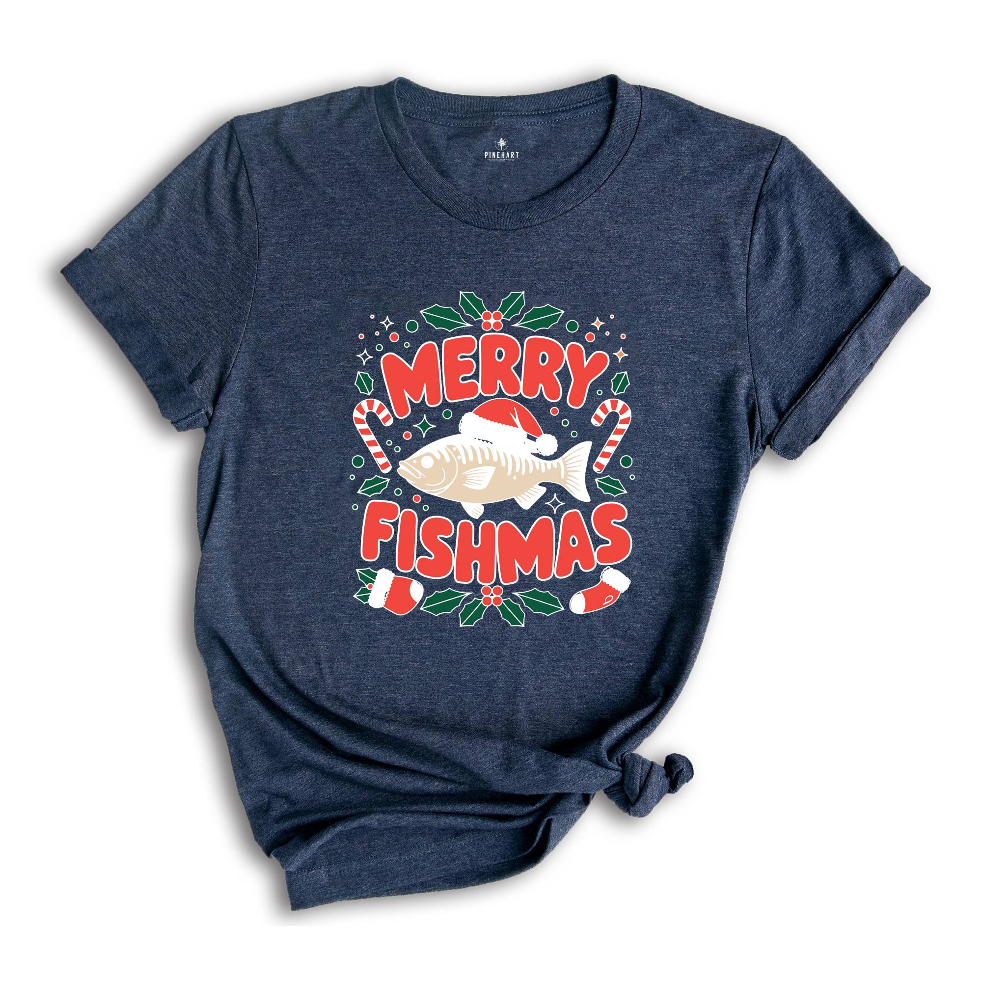 Merry Fishmas Shirt, Fish Christmas Shirt, Fishing Lover Shirt, Christmas Gift, Fisher Christmas Shirt, Dad Christmas Shirt, Fishing Shirt