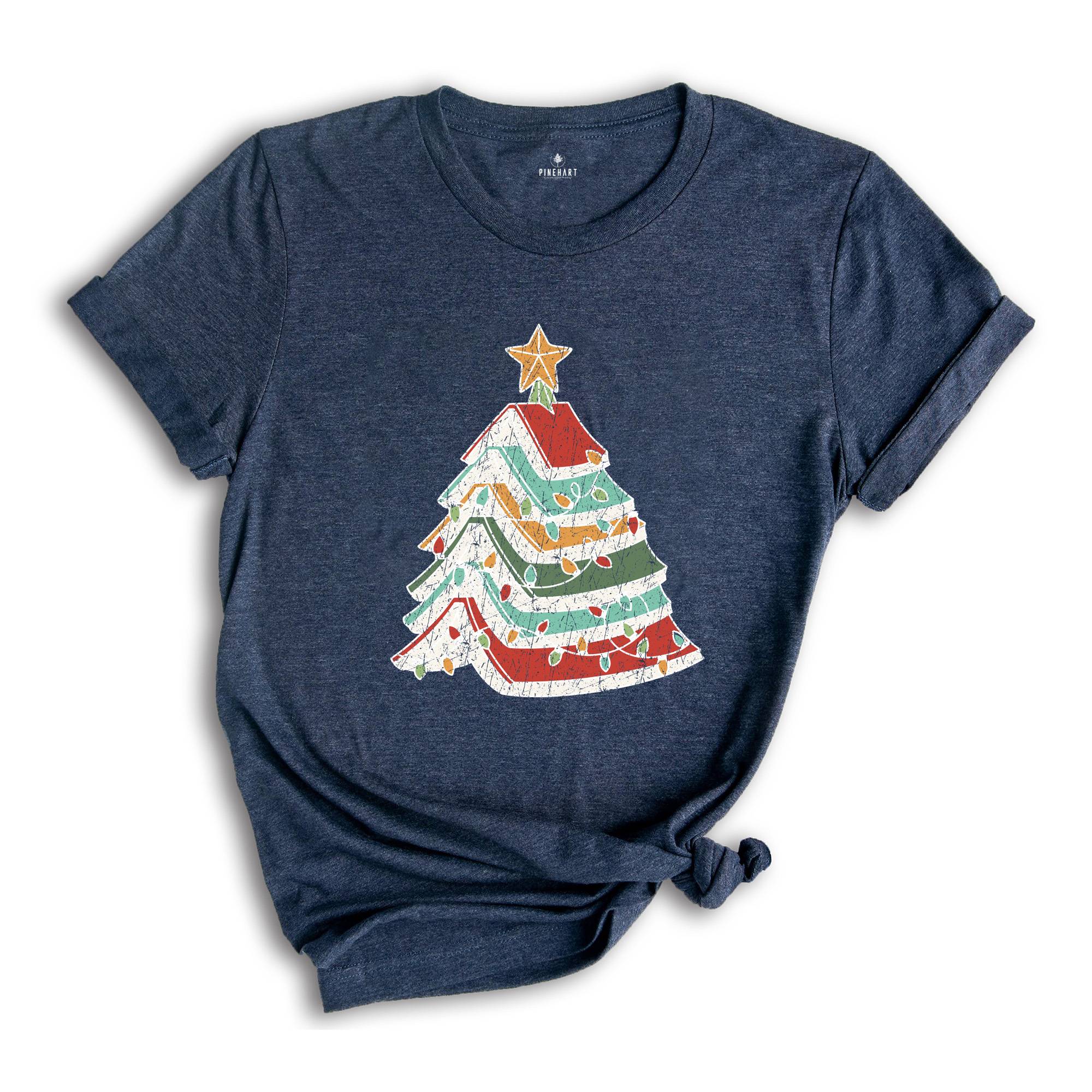 Christmas Books Tree Shirt, Bookish Christmas Shirt, Teacher Christmas Tee, Christmas Book Lover Shirt, Holiday Teacher Gifts