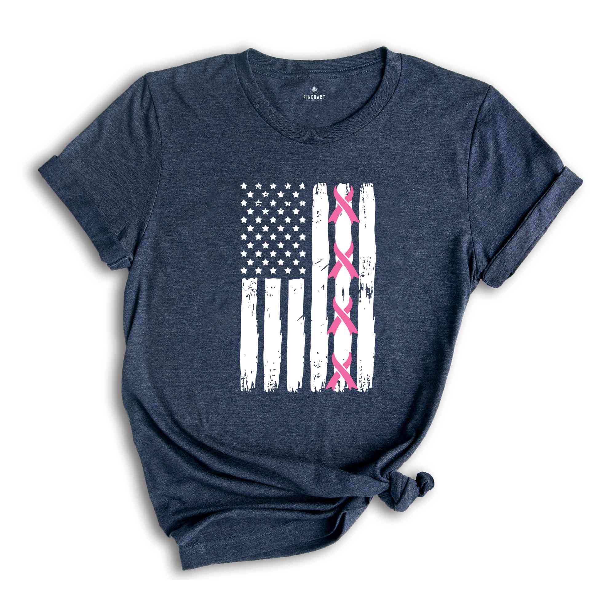 Breast Cancer T-Shirt, US Flag Shirt, Cancer Awareness T-Shirt, Breast Cancer Warrior Gifts, Cancer Survivor Shirts