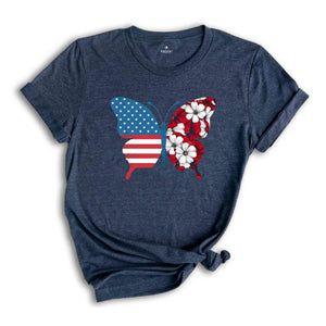 USA Butterfly Shirt, 4th Of July Shirt, Gift For 4th Of July, Patriotic Butterfly Shirts, Independence Day Tee, Floral Butterfly Tees