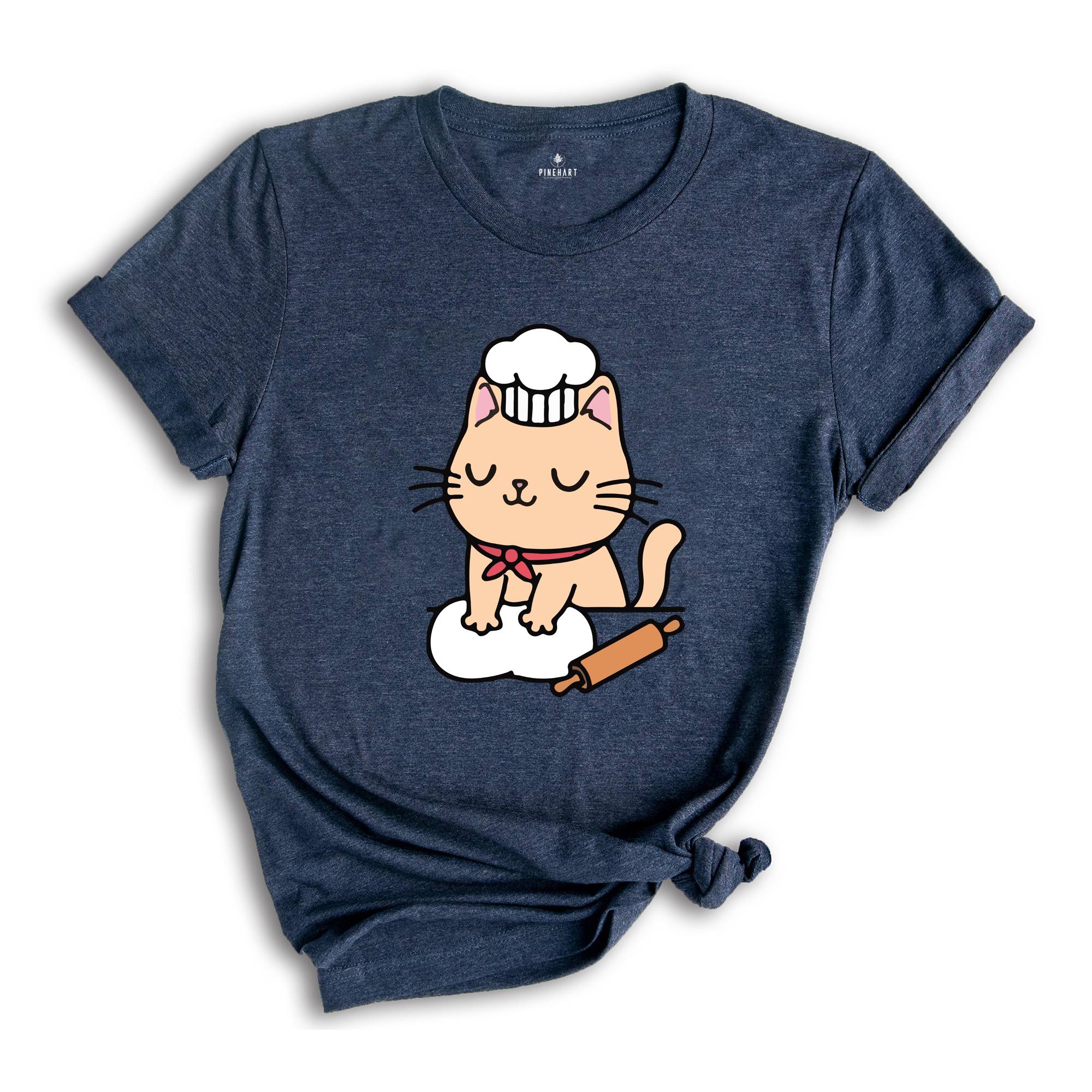 Chef Cat Shirt, Cat T-Shirt, Funny Cat Making Biscuit Shirt, Kitty T-Shirt, Baking Cat Shirt, Cat Mom T-Shirt, Cat Lover Shirts, Baker Shirt