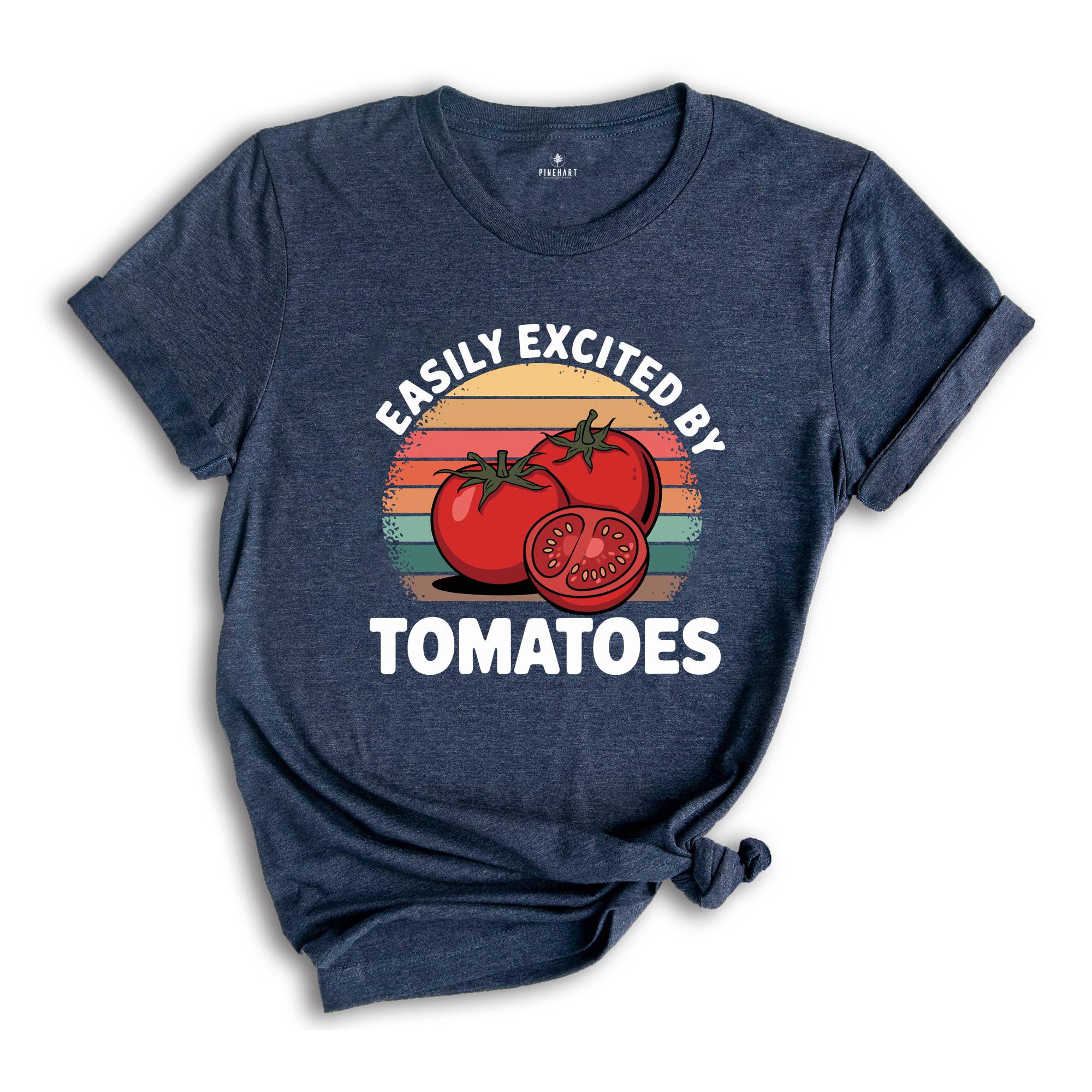 Easily Excited By Tomatoes Shirt, Tomato Gifts, Funny Tomato Shirt, Tomato Farm Shirt, Tomato Fruit Shirt, Tomato Shirt, Tomato Day