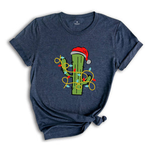 Cute Christmas Cactus Lights T-Shirt, Cactus Christmas Tree Tee, Christmas Reunion Shirt, Christmas Costume, Gardener Tee