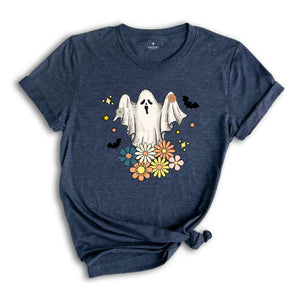 Retro Floral Ghost Halloween Shirt, Spooky Season Shirt, Halloween Party Shirt, Pumpkin Tee, Halloween Gifts