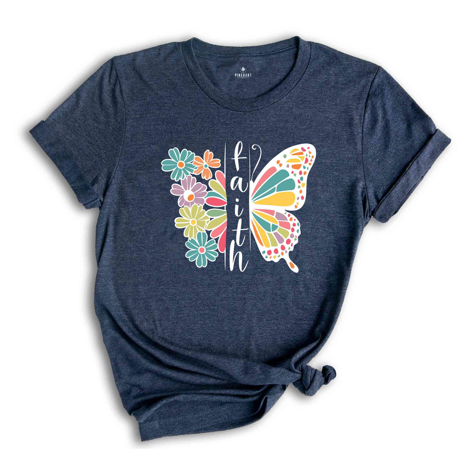 Floral Faith Christian T-Shirt, Flower Butterfly Faith Shirt, Religious Shirt, Faith Christian Apparel